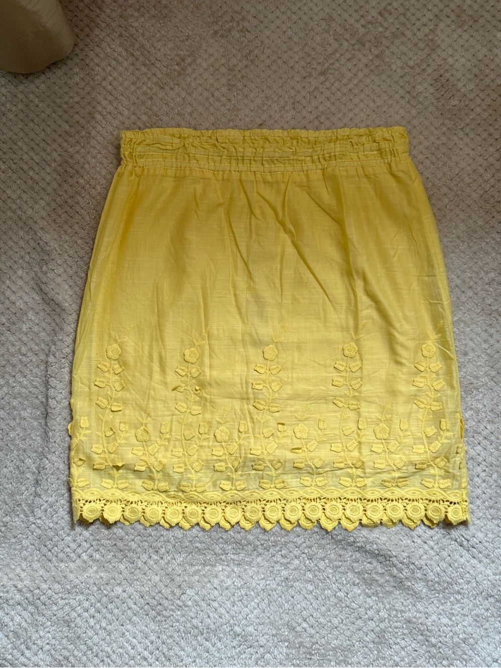 Yellow Embroidered Mini Skirt - Women